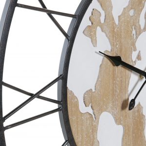 RELOJ PARED HIERRO MDF 60X4,5X60 MAPAMUNDI NEGRO