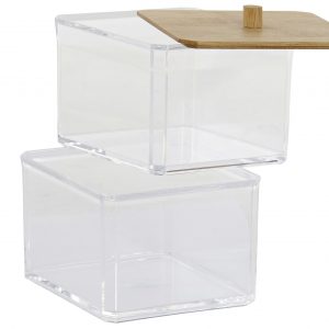 CAJA ACRILICO BAMBU 9,5X9,5X14 TRANSPARENTE