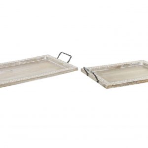 BANDEJA MANGO METAL 61X35,5X7 MARRON CLARO