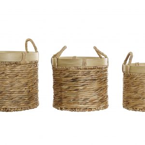 CESTA JUNCO BAMBU 35X35X30 NATURAL MARRON