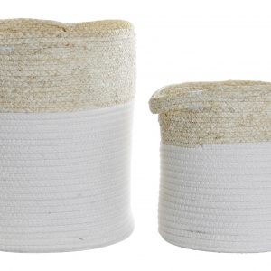 CESTA ALGODON FIBRA MAIZ 29X29X32 BLANCO
