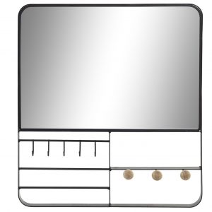 ESPEJO METAL 35X6X40 COLGADORES NEGRO