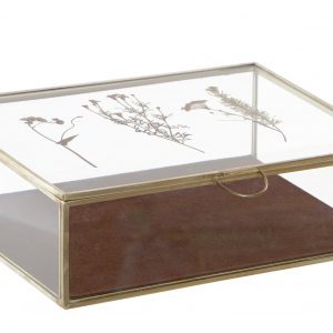 JOYERO CRISTAL POLIESTER 20X15X6 FLORES BURDEOS