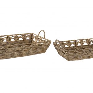 CESTA FIBRA METAL 53X34X12 TRENZADO NATURAL