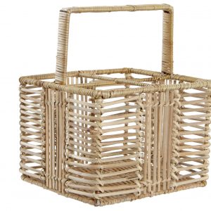 CUBERTERO RATAN METAL 20X20X26 MARRON CLARO