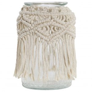PORTAVELA CRISTAL ALGODON 12X12X18,5 CREMA