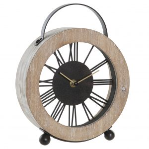 RELOJ SOBREMESA HIERRO MDF 20X6,5X25 NEGRO