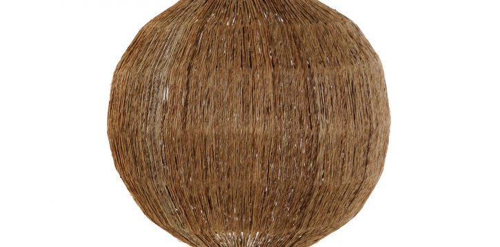 PANTALLA JUTE METAL 36X36X31 NATURAL MARRON