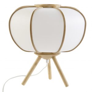LAMPARA SOBREMESA BAMBU POLIESTER 34X34X33 NATURAL