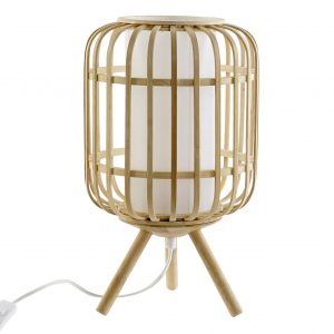 LAMPARA SOBREMESA BAMBU POLIESTER 22X22X37 NATURAL