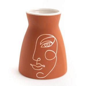 VASE VISAGE TERRACOTTA H15