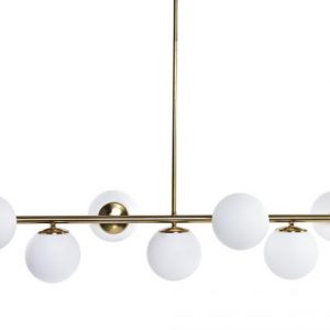 LAMPARA TECHO METAL CRISTAL 98X45X30 BOLAS DORADO