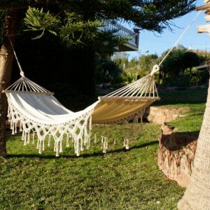 HAMACA ALGODON POLIESTER 200X100 110 FLECOS BLANCO
