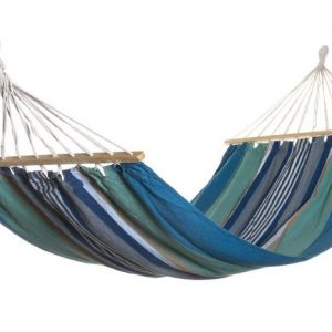 HAMACA ALGODON POLIESTER 200X100X3 RAYAS AZUL