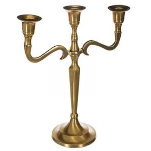 CANDELERO DE METAL DORADO 3 CABEZAS H27