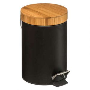 PAPELERA 3 L METAL BAMBOO NEGRA