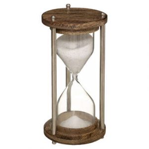 RELOJ DE ARENA DE METAL EN MADERA DE MANGO H15