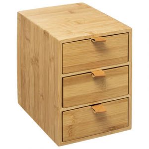 CAJA DE 3 CAJONES DE CUERO DE BAMBU