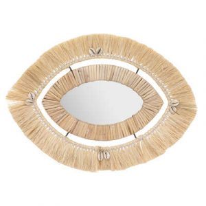ESPEJO "TROPICAL" 43X29 EN RAFIA BEIGE