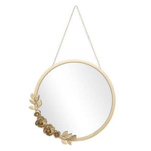 ESPEJO DE METAL CON FLOR "NIGHT" D28CM