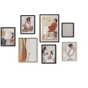 CUADRO SET 7 PS MDF 43X2X63 CHICAS ENMARCADO