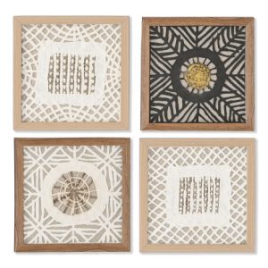 CUADRO SET 4 CRISTAL PAPEL MACHE 22X2X22 ENMARCADO