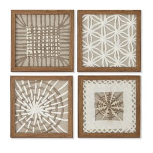 CUADRO SET 4 CRISTAL PAPEL MACHE 22X2X22 ENMARCADO